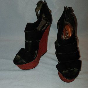 Black strap Wedge heels